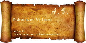 Ackerman Vilmos névjegykártya